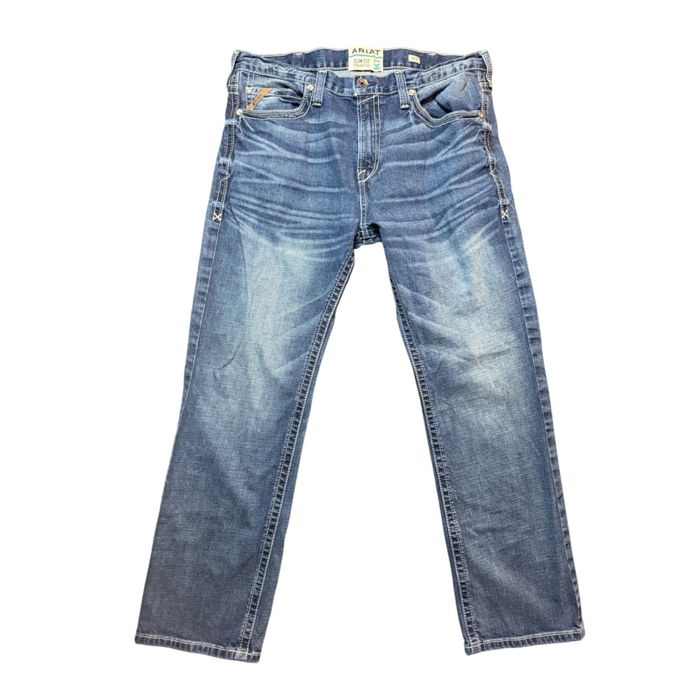 Ariat M7 Coltrane Straight Leg Jeans Mens 38/32 Blue Silverton Slim Fit 10027748